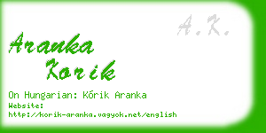aranka korik business card