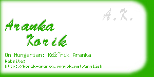 aranka korik business card